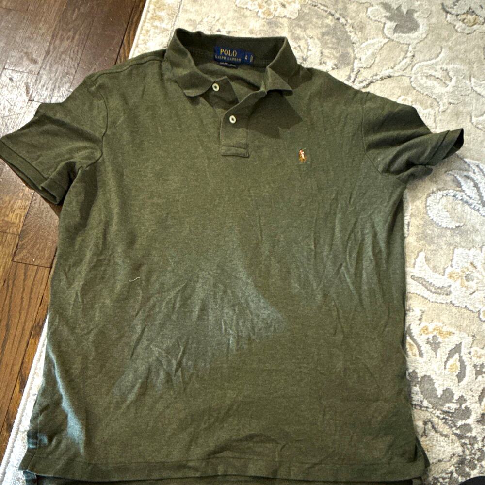 Polo Ralph Lauren Pima Soft Touch Men’s Polo Shirt L Regular Green Solid Logo